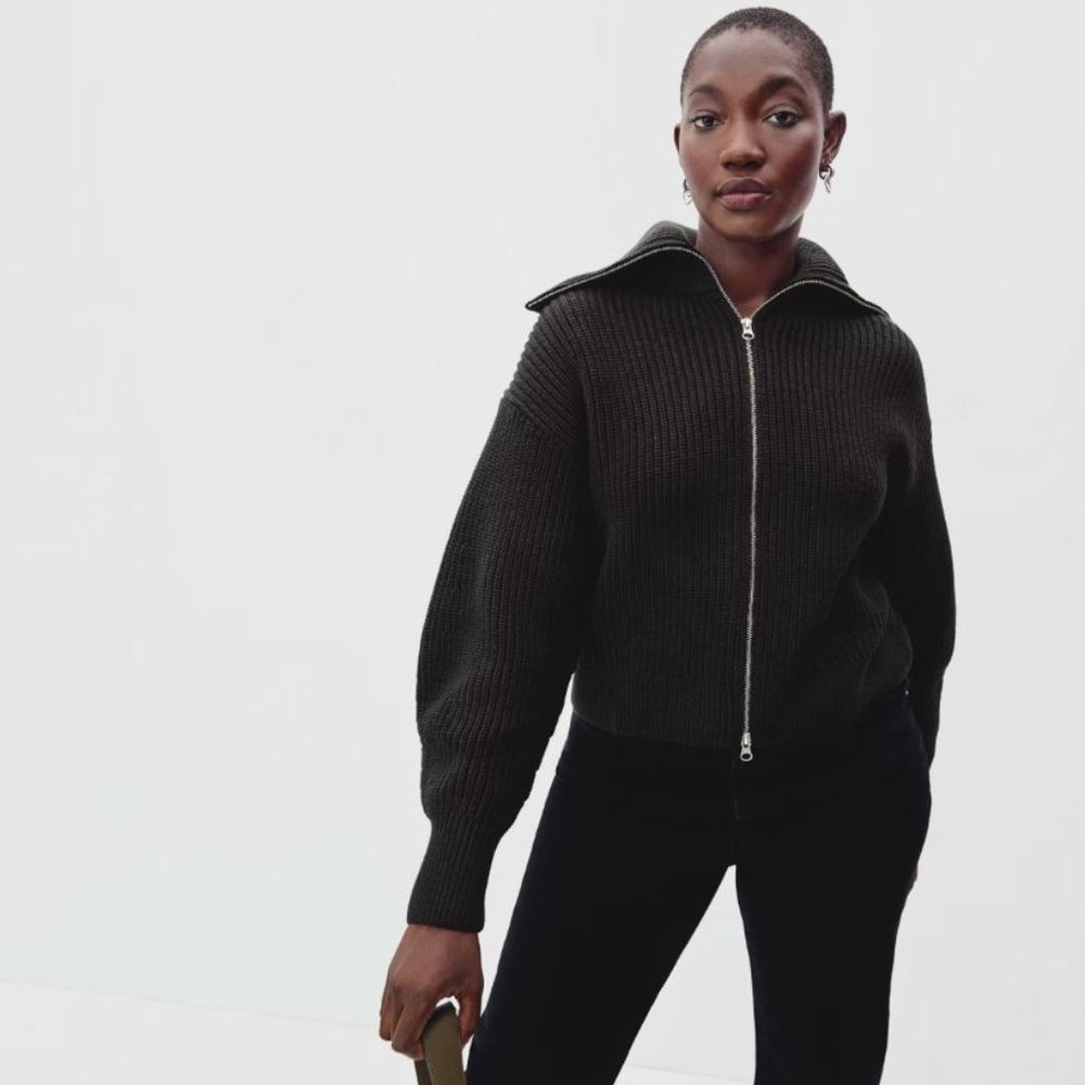 Everlane chunky cardigan in black, size XS